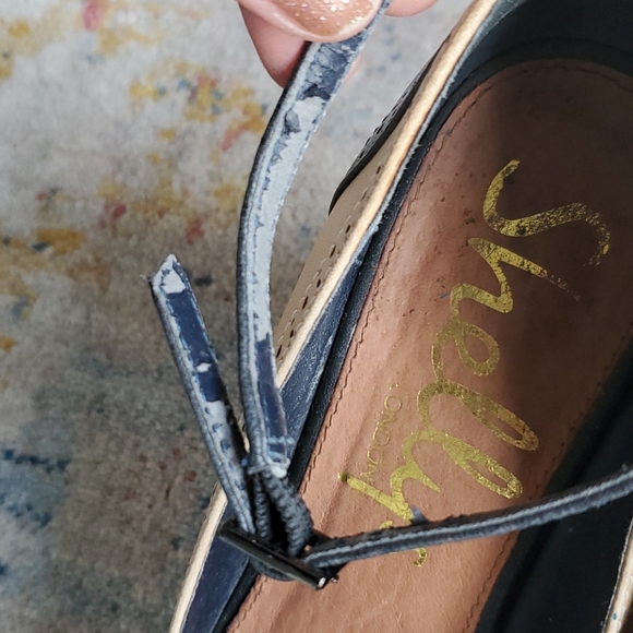 Platform Wedge Navy Blue Beige Spectator Heels - so cute - Picture 3 of 7